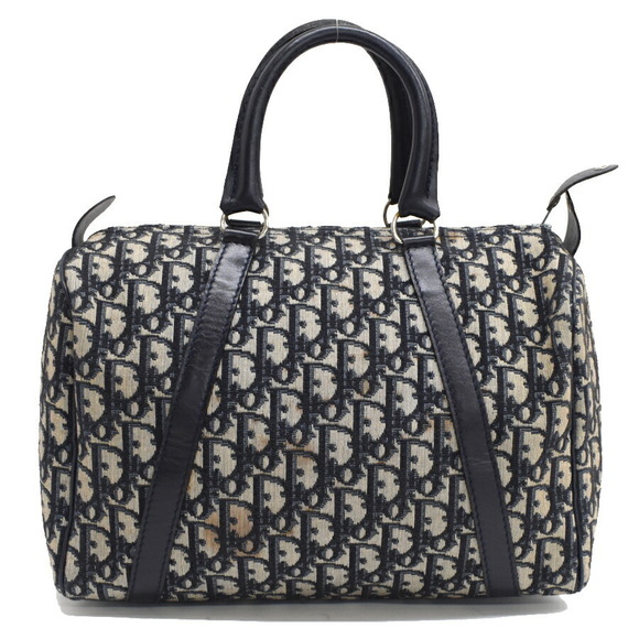 Christian Dior Trotter Handbag Small Boston Bag Navy Blue - Picture 3 of 9